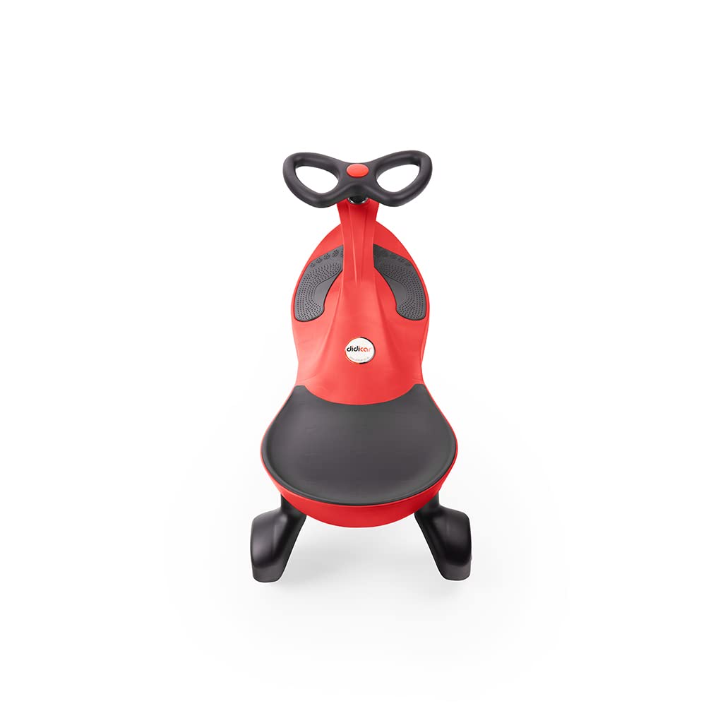 Didicar Fiery Red ride-on wiggle car for kids, featuring a seat and steering wheel, perfect for indoor and outdoor play.
