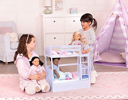 Our Generation Dream Bunks toy bunk bed set in lilac for 18-inch girl dolls, suitable for kids ages 3 and up.