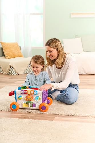 VTech Baby Sort & Discover Activity Wagon, Pull Along Light-up Activity Panel with Manipulatives, Animals, Numbers & Colours, Interactive Toy, Gift for Toddler 12, 18, 24 months +, English version