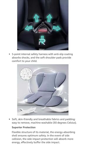 360° rotating Super Toy Store baby car seat with ISOFIX, recline, swivel, suitable for infants to 12-year-olds, adjustable and secure.