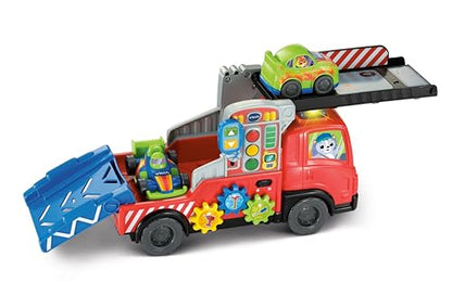 VTech Road Rescue Car Carrier, Interactive Car Carrier Truck, Includes 2 Cars, 55+ Sound Effects, Motor Skills Development, Suitable for Ages 12, 18, 24 Months, English Version