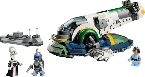LEGO Star Wars 75433 Jango Fett's Starship with rotating wings and Boba Fett minifigure, perfect for display and play.