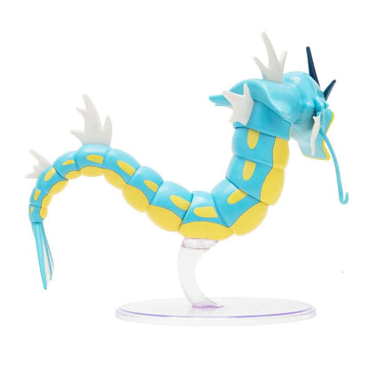 12-inch articulated Gyarados figure from Pokémon, showcasing detailed design and display stand in vibrant colors.