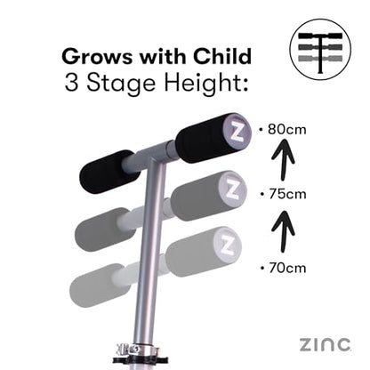Zinc Two Wheeled Rider Kids Scooter for Ages 3+ – Folding 2-Wheel Kick Scooter with Light Up Wheels, Lightweight, Height Adjustable, Anti-Slip Footplate, Rear Footbrake, Soft Touch Foam Grips, White