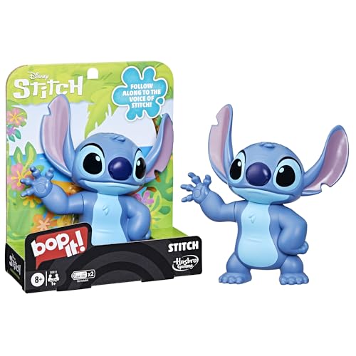 Disney Stitch Bop It! electronic interactive game by Hasbro Gaming featuring Stitch voice, fast-paced fun for kids and adults
