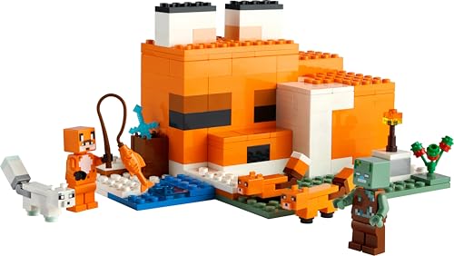 LEGO Minecraft The Fox Lodge - Play and Display House Toy with a Hero, Mob and Animal Figures plus Accessories incl. a Diamond Sword - Gaming Gift for 8+ Year Old Boys & Girls - 21178