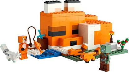 LEGO Minecraft The Fox Lodge - Play and Display House Toy with a Hero, Mob and Animal Figures plus Accessories incl. a Diamond Sword - Gaming Gift for 8+ Year Old Boys & Girls - 21178