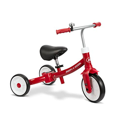 Radio Flyer Triple Play Trike, Red Toddler Tricycle, Balance Bike, and Ride On For 1-3 Years