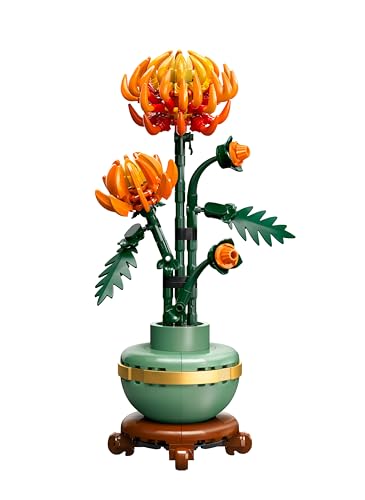 LEGO Botanicals Chrysanthemum building set featuring colorful faux flowers in a detailed creative model kit for adults.