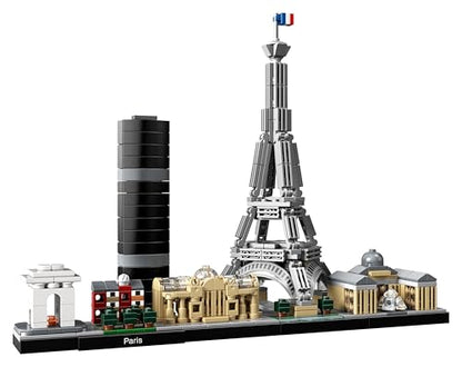 LEGO Architecture Paris model set featuring Eiffel Tower and Louvre, ideal for office home décor and collectible display.