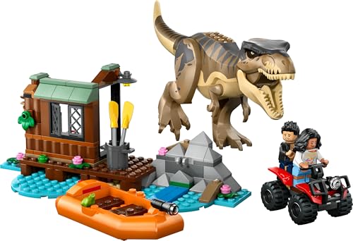 LEGO Jurassic World T. rex River Escape - Interactive Dinosaur Toy - incl. a Dino Figure, Boat Toy, ATV & 2 Minifigures - Gift for 5+ Year Old Boys & Girls - 76975