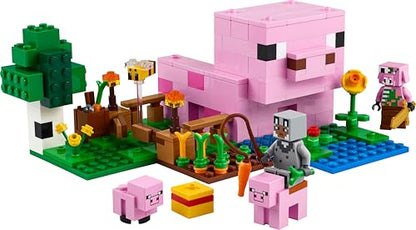 LEGO Minecraft The Baby Pig House Toy - Building Set incl. a Hero Figure, Mobs, a Farm & Forest Biome - Gaming Gift for 7+ Year Old Girls & Boys - 21268