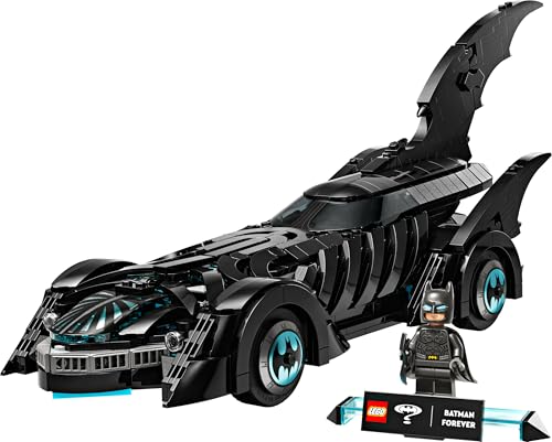 LEGO DC Batman Forever Batmobile toy with opening cockpit, detailed interior, and minifigure for ages 12 and up.