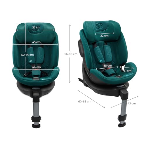 Kinderkraft XRIDER2 Infant Car Seat with Base, Isofix, I-Size 40-125 Cm, from Birh to 7 Years, Reclining, 360 Degree, Safety Systems, Travel Comfort, Green
