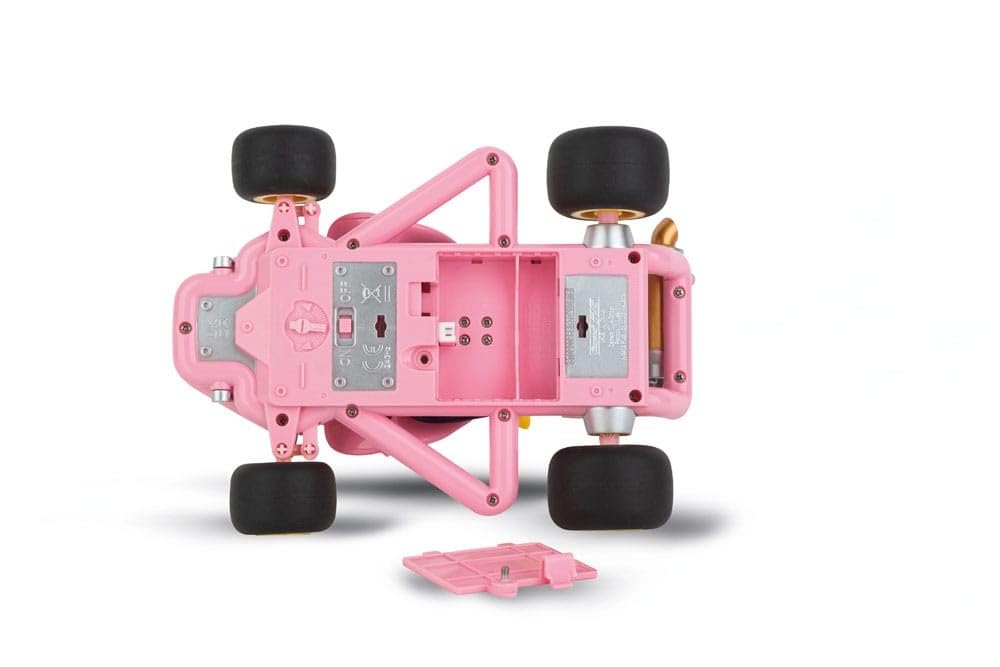 Pink Carrera RC Mario Kart Pipe Kart featuring Peach character, remote control racing car with colorful Mario Kart design.