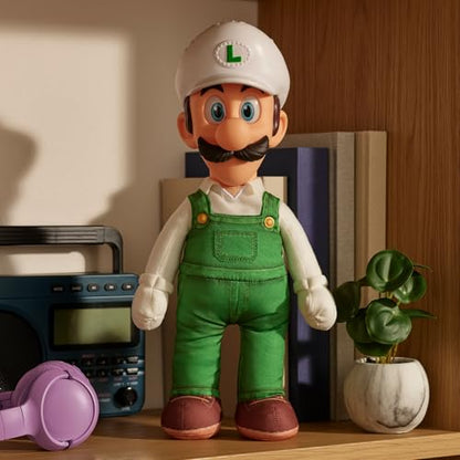 The Super Mario Galaxy Movie Fire Luigi Poseable Plush 15" / 38cm, Officially Licensed by Jakks Pacific, Plush with Sculpted Roto Head, Nintendo Collectible Plush, for Ages 3+
