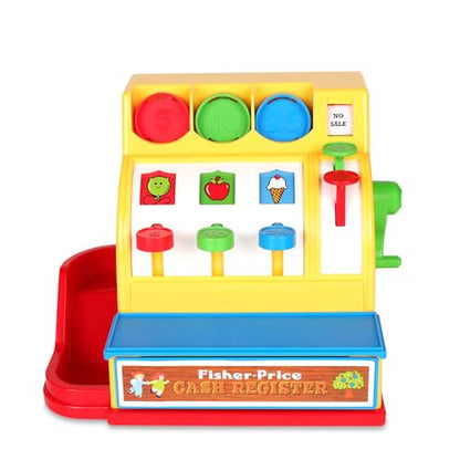 Fisher Price Classics | Cash Register | Educational and Learning Toy, Ideal for Toddler Role Play, Classic Toy with Retro-Style Packaging, Suitable for Boys and Girls Ages 2+ | Basic Fun 2073