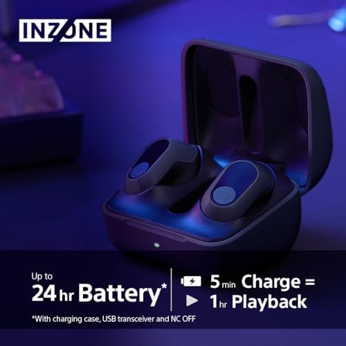 Sony INZONE Buds true wireless gaming earbuds with 360 spatial sound, active noise cancelling, lightweight design, and AI microphone in black.