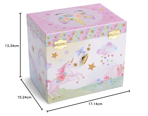 Jewelkeeper Unicorn Jewellery Box for Girls with 2 Pull-out Drawers, Glitter Rainbow and Stars Unicorn Design, The Beautiful Dreamer Tune - Store Your Precious Items - Ideal for Girls Ages 3 and Up