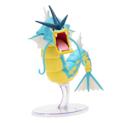 12-inch articulated Gyarados Epic Battle Figure by Pokémon, showcasing detailed design and display stand.