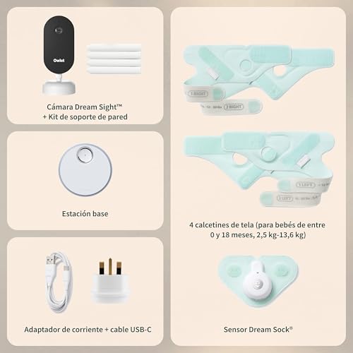 Owlet Dream Duo (3rd Gen) – Medically-Certified Smart Baby Monitor with Sock & HD Video Cam, Tracks Pulse Rate, Oxygen & Sleep, 2K HD Video, Cry & Motion Alerts, Temp Monitoring