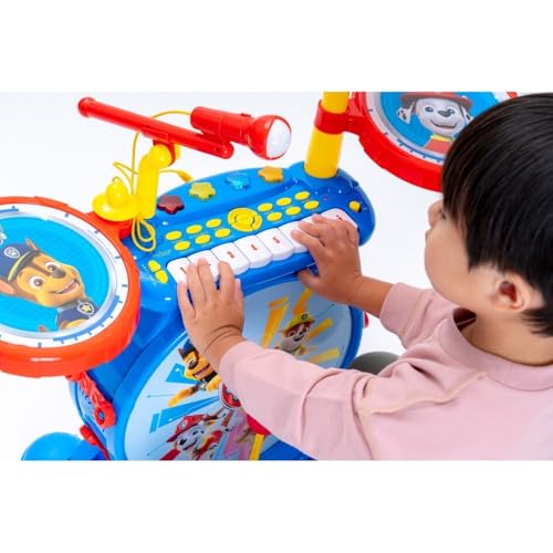 Lexibook, Paw Patrol, Electronic Set for Children, Musical Toy Game, Realistic Drum Sound, 8-Keys Keyboard, MP3 Plug, seat Included, Blue/red, K610PA