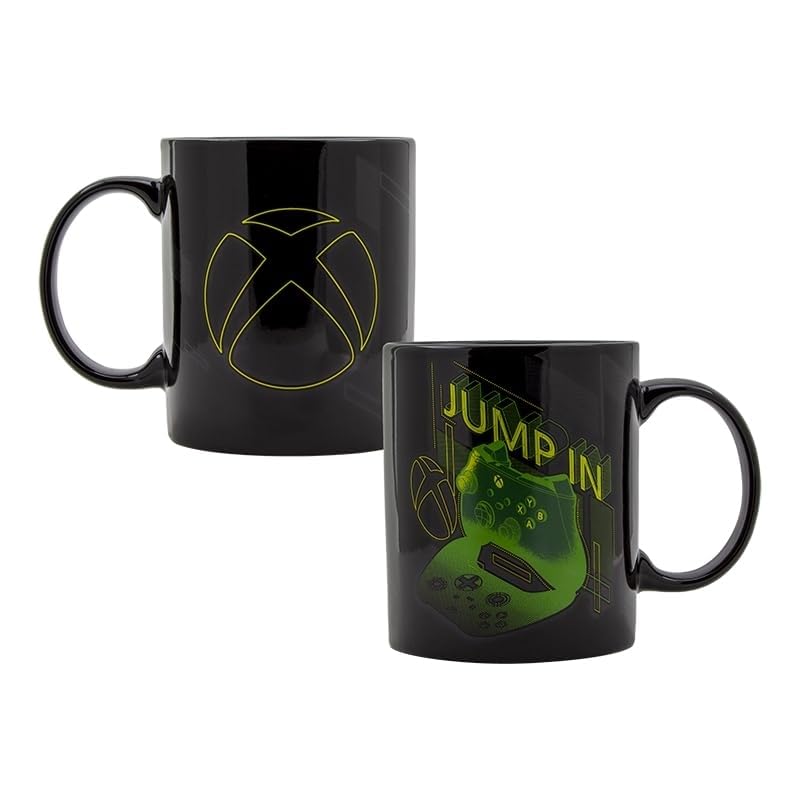 Paladone Xbox mug with matching metal coaster, featuring gaming-themed design, perfect for Xbox fans.