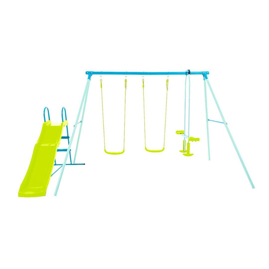 TP Toys Metal Double Swing, Glide Ride & 6ft Slide Set – Outdoor Garden Play Set with Height Adjustable Swings, Sturdy Frame & Comfy Seats for Up to 4 Kids, Aged 3+ Kids Outdoor Playground