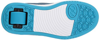 Heelys unisex kids' fitness shoes in pewter and blue with wheels, size 5 UK, showing multicolor design and sporty style.