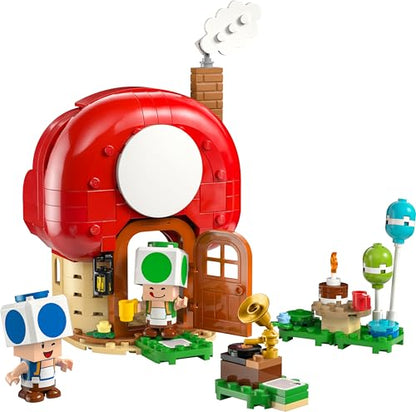 LEGO Super Mario Party at Toad's House toy set with Mario and Toad figures, kitchen, bedroom, and picnic table for kids 7+.