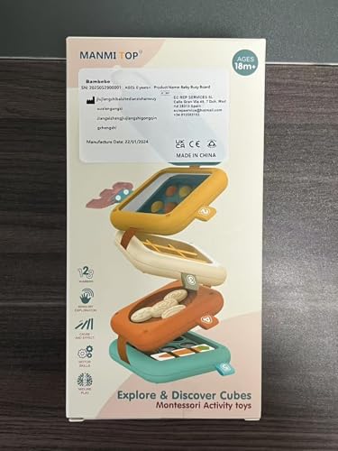 Bambebe Baby Busy Board for 1 Year Old, Montessori Toys for Toddlers 1-3, Travel Busy Cube Sensory Activity Toy, Learning Gifts for 1 Year Old Boy Girl