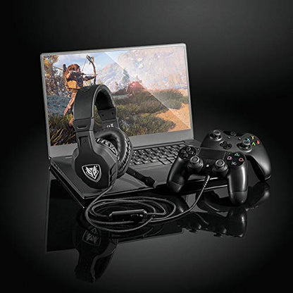 NUBWO U3 gaming headset with over-ear design, flexible microphone, volume control, compatible with PC, PS4, Xbox, Mac, and more.