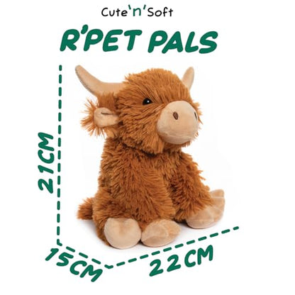 L & P Home & Gifts Lesser & Pavey Rpet Pals Hughie Sitting Cow Teddy For Kids | Made Up of Recycled Bottles | Stuffed Animal Soft Toys | Ideal For Birthday or Baby Gift