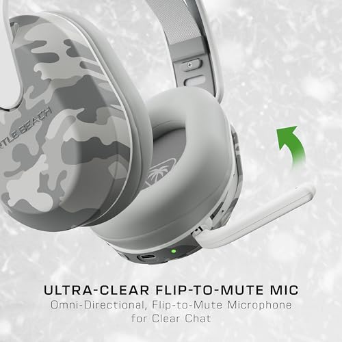 Turtle Beach Stealth 500 Arctic Camo Xbox wireless gaming headset with adjustable ear cups and built-in microphone for Xbox and Bluetooth.