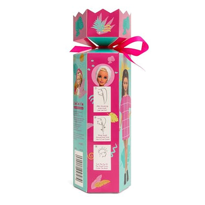 Barbie microfiber hair towel turban wrap in pink, designed for children, showcasing quick-dry fabric and fun design.