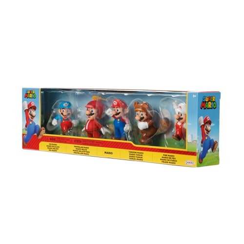 Set of five Nintendo Super Mario figures, featuring Mario and other characters, each approximately 6.5 cm tall.