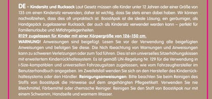 Trunki BoostApak Booster Seat & Kids Backpack - i-Size Travel Car Seat, 8 L Carry-On Approved Kids Rucksack & Car Booster (126-150 cm) - Grey