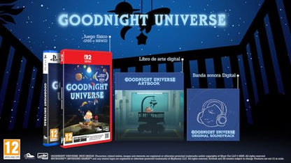 Nintendo Switch 2 game Goodnight Universe by Skybound Games, showing colorful character and cosmic background on the screen.