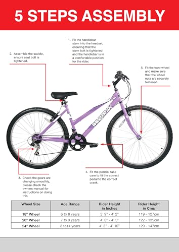 Wildtrak - 20 Inch Bike for Children 6-9 Years Old, Adjustable brakes - White