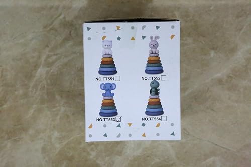 LEADSTAR Stacking Baby Toys Silicone, Elephant Silicone Soft Stack Rings, Teether for Baby, Early Development & Activity Sensory Toys for Babies, Toddlers & Infant, Gifts for Girls-7 PCS Teething Set