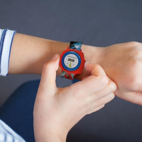 Lexibook Nintendo Mario Kart adjustable projection watch with digital screen, featuring images of Mario Kart in red and blue for children.