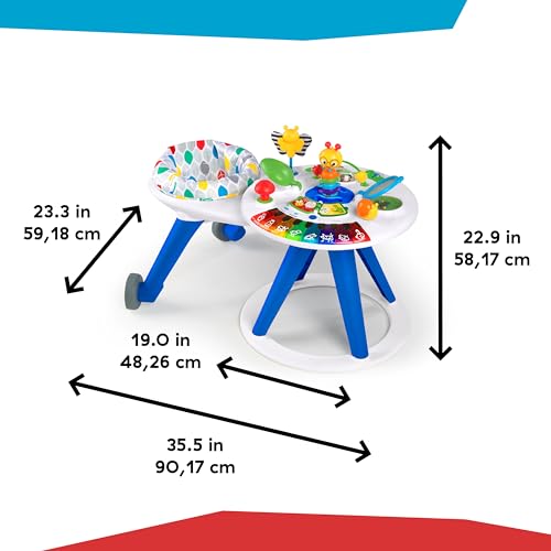 Baby Einstein Around We Grow 4-in-1 baby walker and activity center with colorful toys and adjustable features for infants 6 months and up.