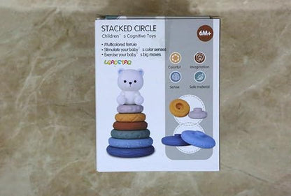 LEADSTAR Stacking Baby Toys Silicone, Elephant Silicone Soft Stack Rings, Teether for Baby, Early Development & Activity Sensory Toys for Babies, Toddlers & Infant, Gifts for Girls-7 PCS Teething Set