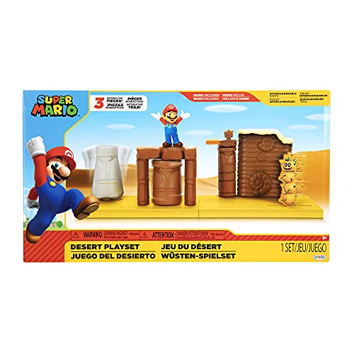Super Mario Desert Playset with 2.5-inch Mario action figure, ideal for play and display, for kids and collectors.