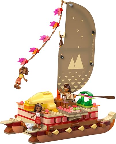 LEGO | Disney Moana 2 Moana's Adventure Canoe - Buildable Toy boat with a Textile Sail, Removable Deck, Campfire & 3 Mini Dolls incl. Loto and Moni - Gift for 6+ Year Old Girls & Fans - 43270