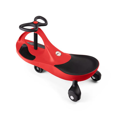 Didicar Fiery Red ride-on wiggle car for kids with seat and steering wheel, suitable for indoor and outdoor toddler play.
