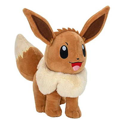 8-inch Eevee plush toy by Pokémon, showcasing authentic details and a soft, cuddly design for kids.