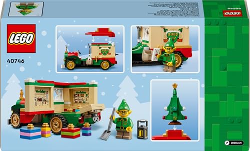 Colorful LEGO Santa's Delivery Truck toy with Christmas tree, presents, and decorations for fun holiday play.