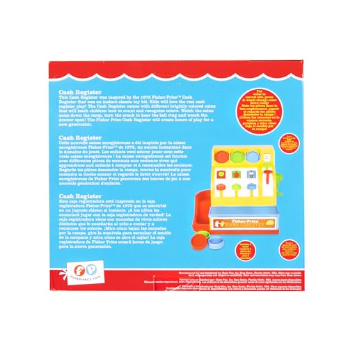 Fisher Price Classics | Cash Register | Educational and Learning Toy, Ideal for Toddler Role Play, Classic Toy with Retro-Style Packaging, Suitable for Boys and Girls Ages 2+ | Basic Fun 2073