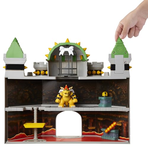Nintendo Super Mario Deluxe Bowser's Castle Playset with 2.5" Exclusive Articulated Bowser Action Figure, Interactive Play Set with Authentic in-Game Sounds